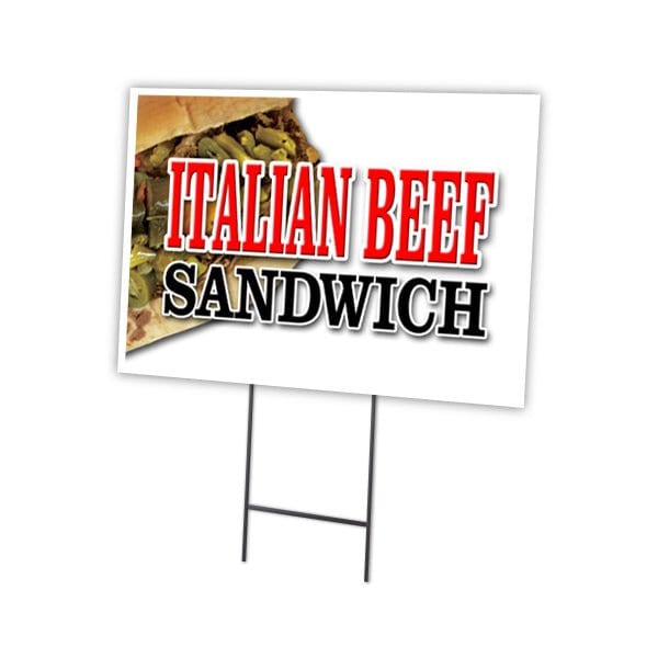 Signmission Italian Beef Sandwich Yard & Stake outdoor plastic coroplast window, C-1216-DS-Italian Beef Sandwich C-1216-DS-Italian Beef Sandwich - main